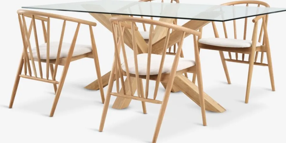 AGERBY + LYKSBORGMesa AGERBY L190 roble natural + 4 sillas LYKSBORG roble