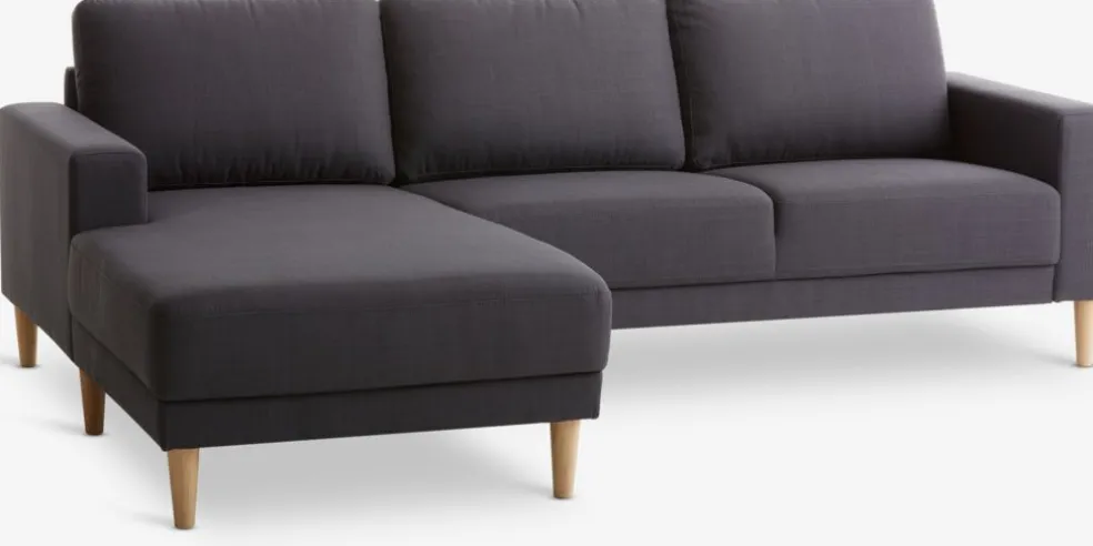 EGENSESofá EGENSE chaise longue tela gris oscuro