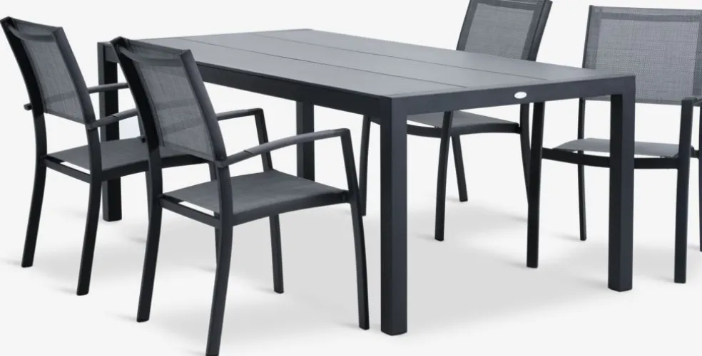 HAGEN + STRANDBYMesa HAGEN L214 + 4 sillas STRANDBY gris