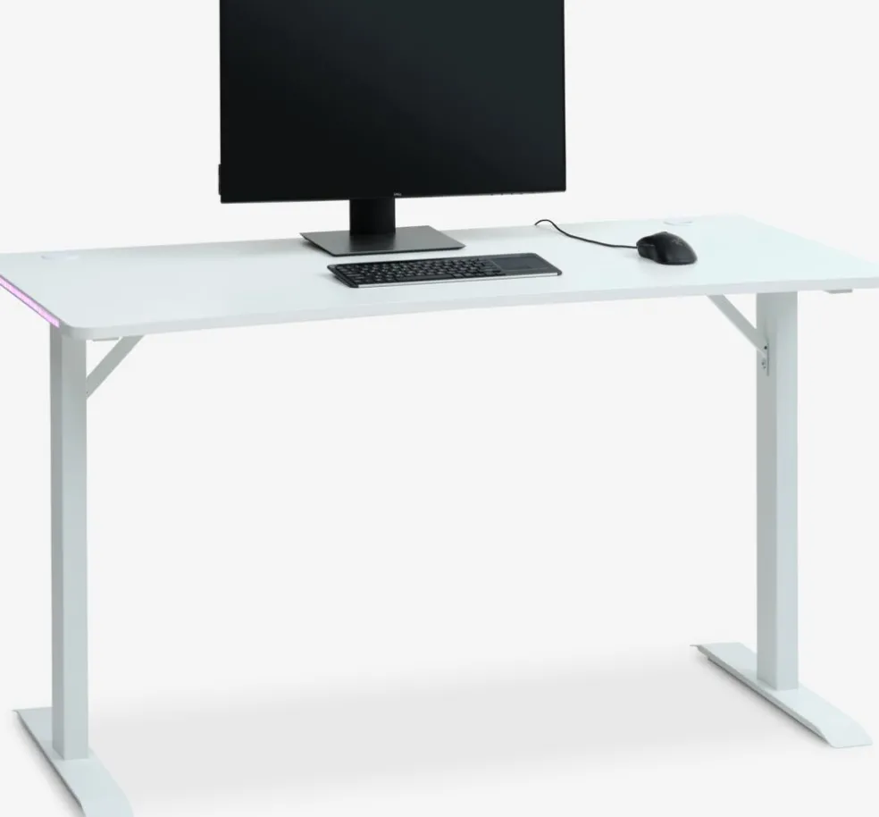 HALBJERGEscritorio gaming HALBJERG 62x135 con LED blanco