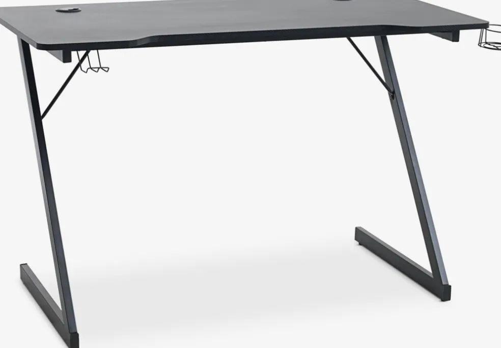 HALSTEDEscritorio gaming HALSTED 60x120 portabebidas+soporte negro