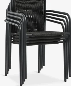 HSTEHAVE + KRISTIANSTADMesa HESTEHAVE L205/275 negro + 4 sillas KRISTIANSTAD verde