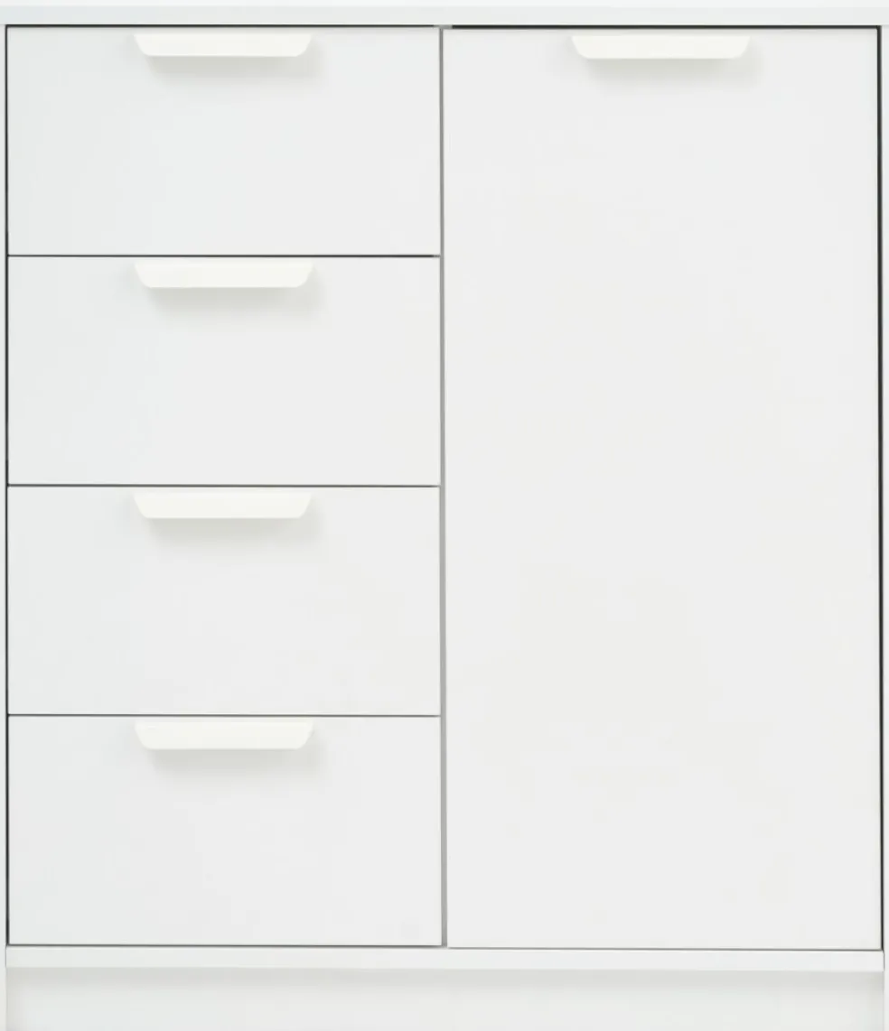 JENSLEVCómoda JENSLEV 4 cajones 1 puerta blanco