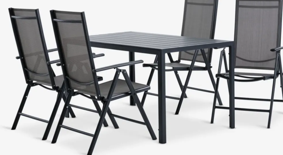 JERSORE + MELLBYMesa JERSORE L140 + 4 sillas MELLBY negro