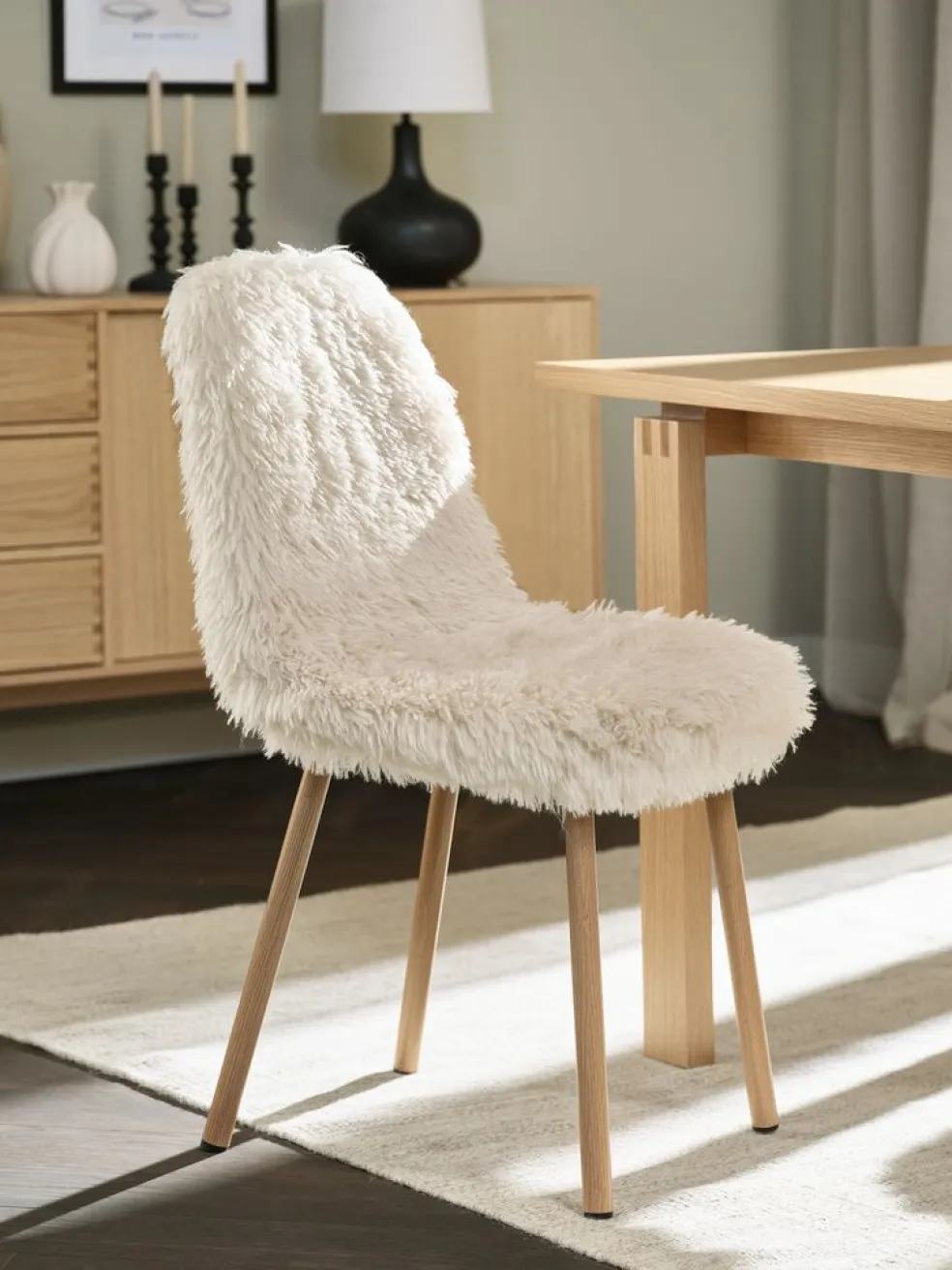 JONSTRUPSilla de comedor JONSTRUP felpa blanco crudo/color roble