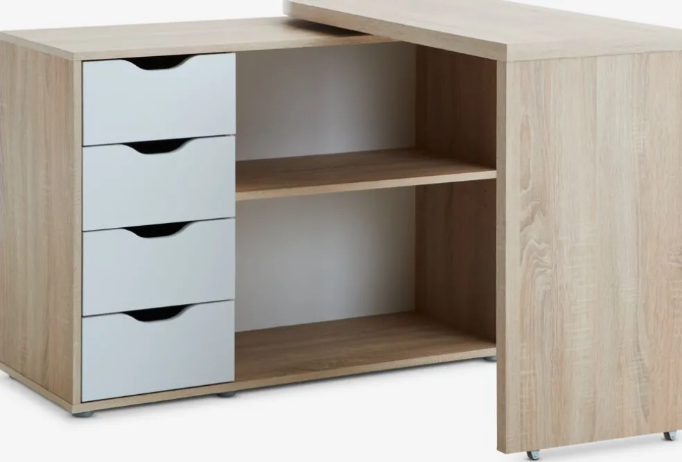 LANGAGEREscritorio LANGAGER 41-107x107-165 color roble claro/blanco