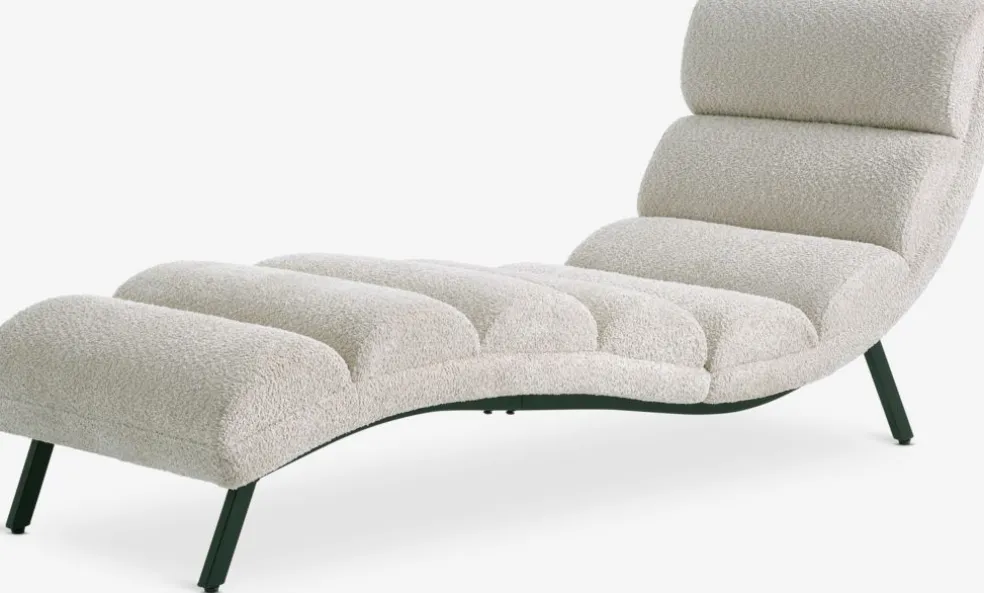 LINDELSESillón chaise longue LINDELSE felpa beis/negro