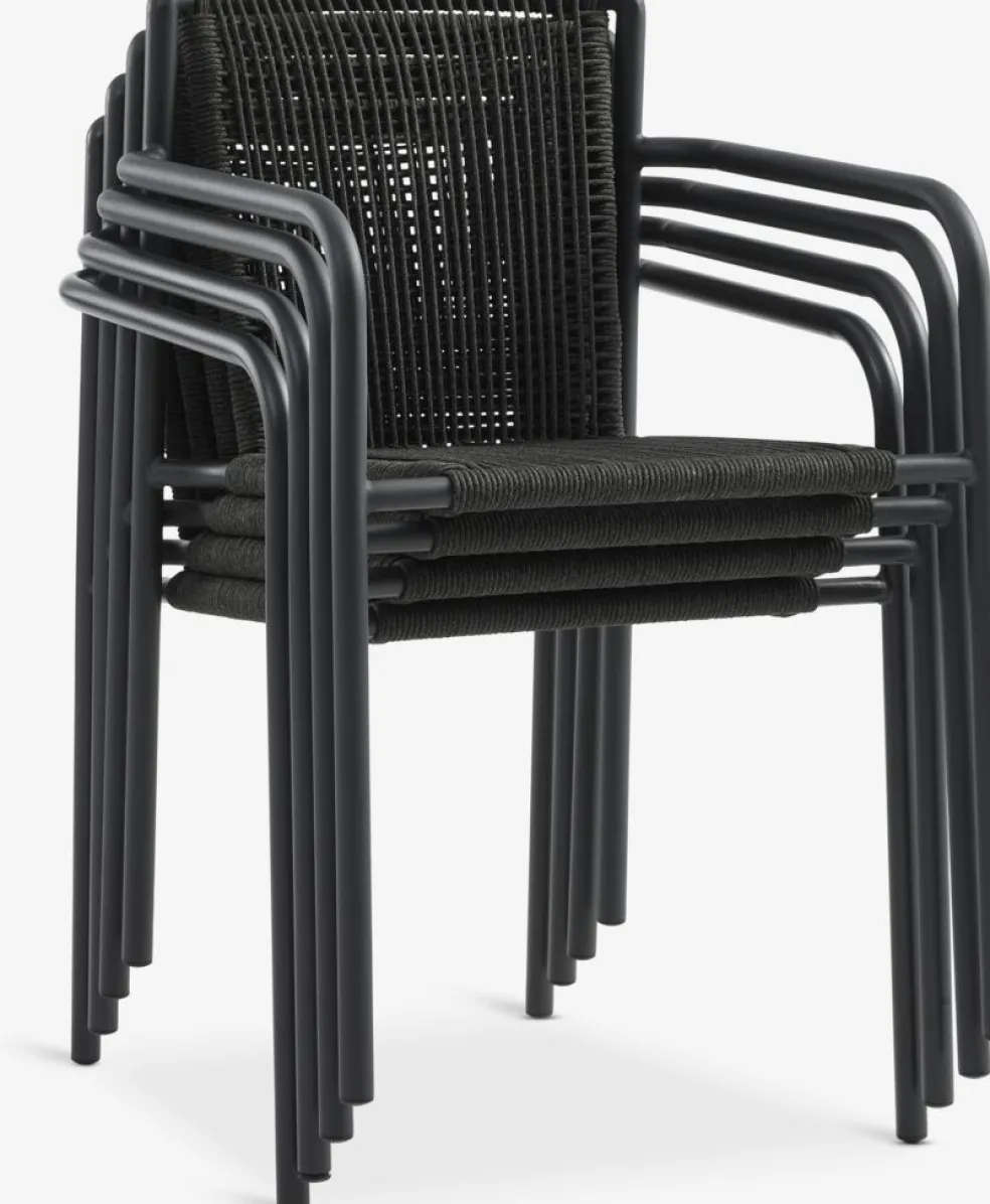 MADERUP + KRISTIANSTADMesa MADERUP L205 negro + 4 sillas KRISTIANSTAD verde
