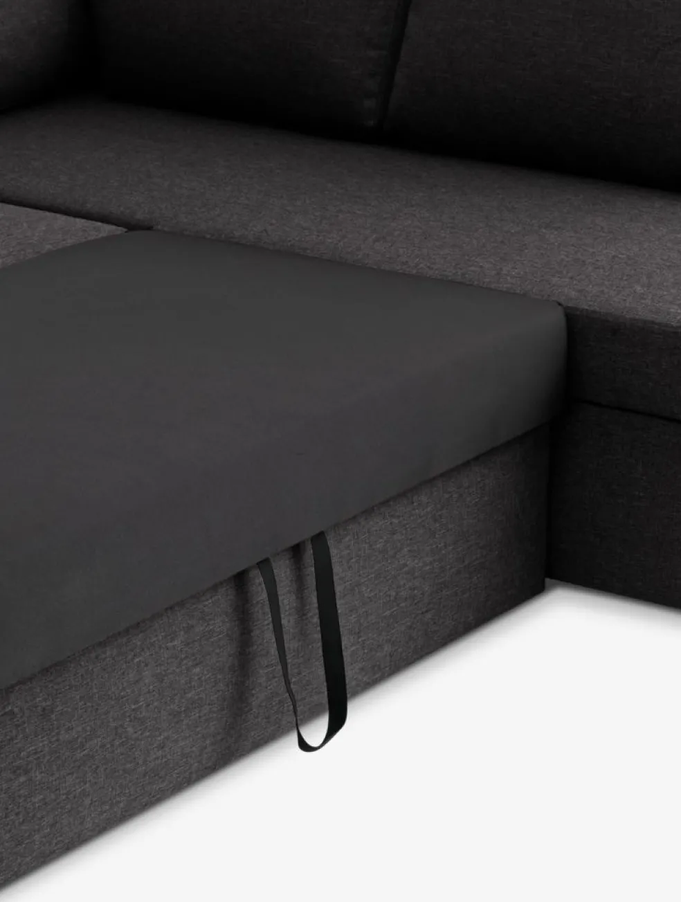 MARSLEVSofá cama rinconera MARSLEV tela gris oscuro