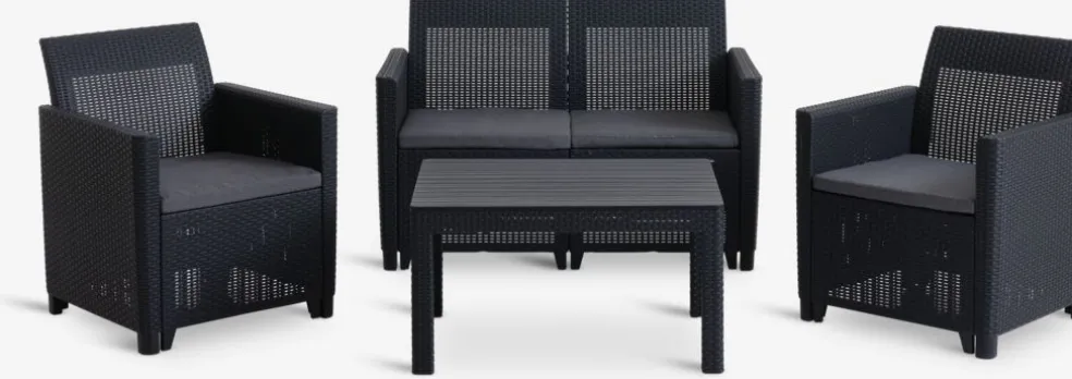 MOLDEConjunto muebles jardín MOLDE 4 plazas gris
