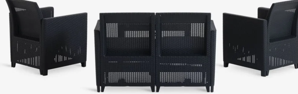 MOLDEConjunto muebles jardín MOLDE 4 plazas gris