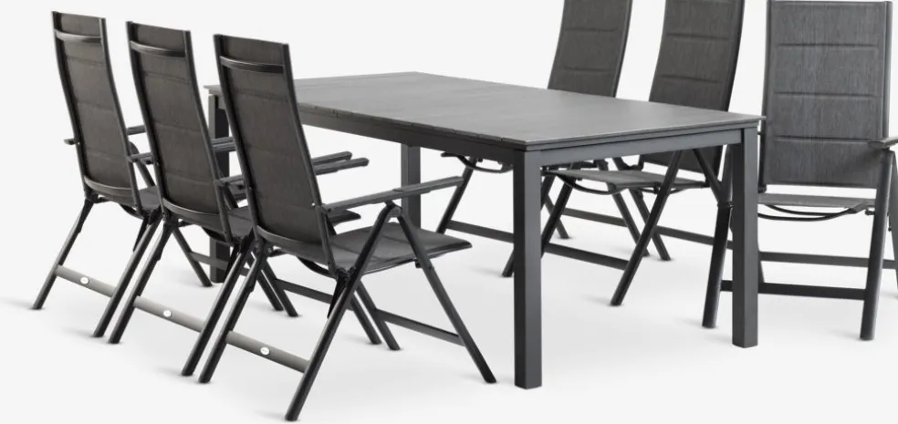 MOSS + MYSENMesa MOSS L214/315 + 4 sillas MYSEN gris