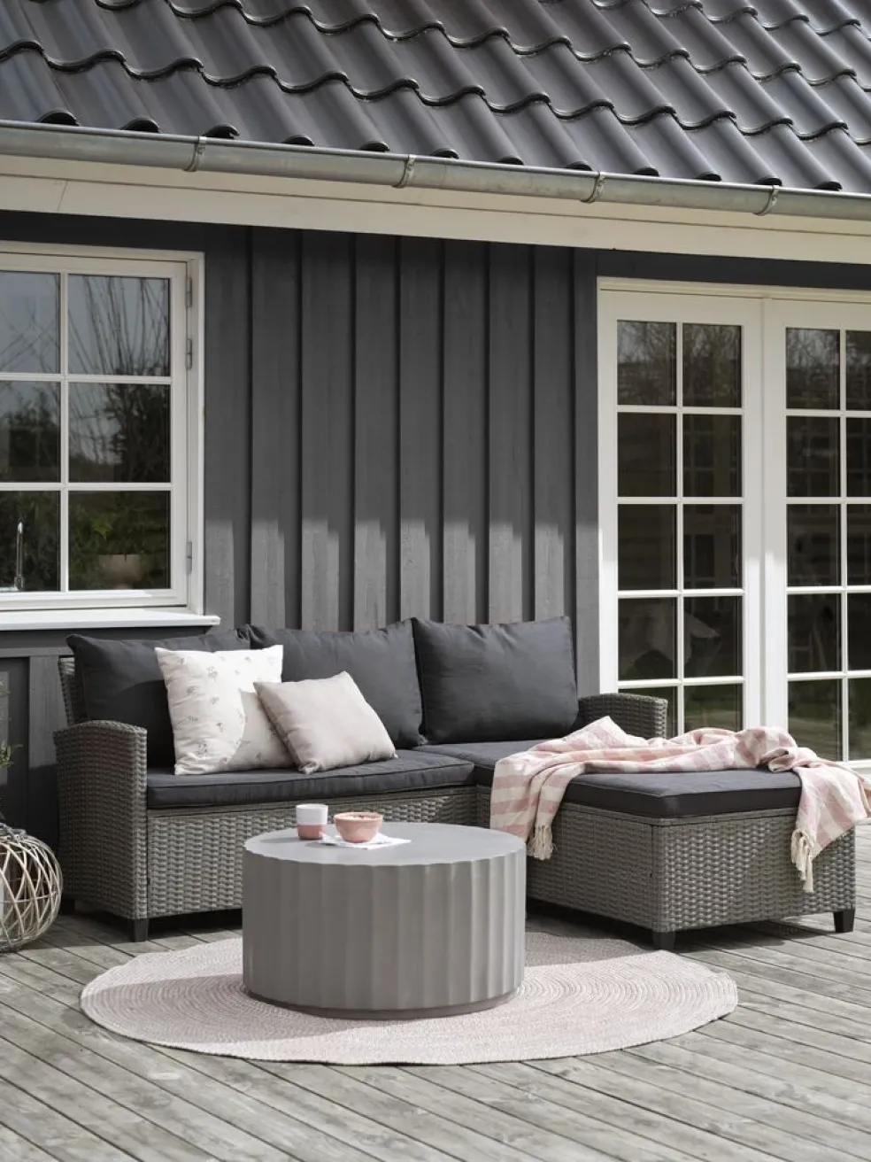 ONDRUPSofá de exterior con chaise longue ONDRUP 3 plazas gris