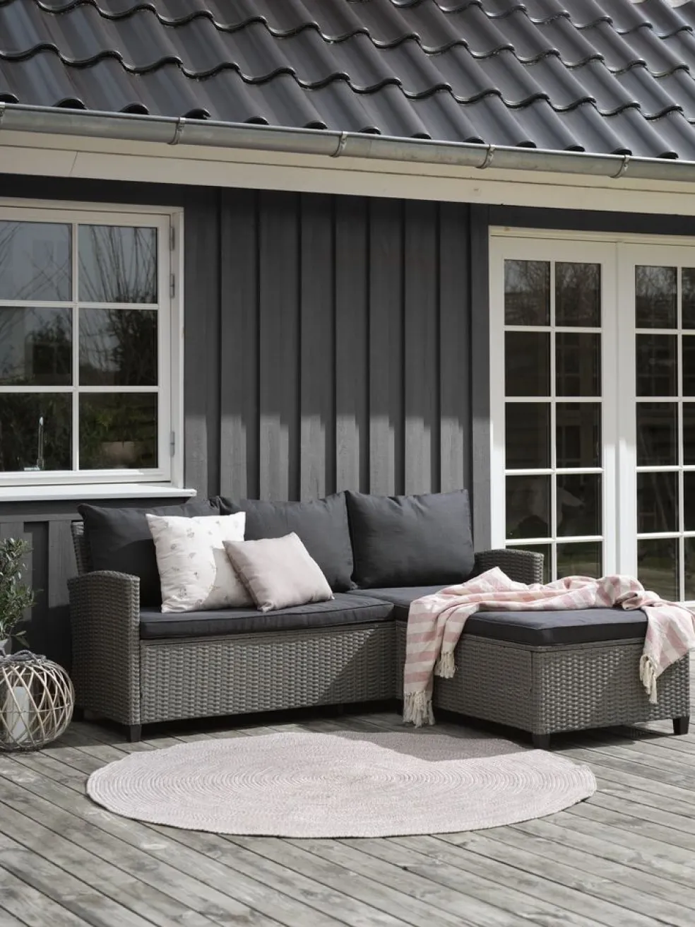 ONDRUPSofá de exterior con chaise longue ONDRUP 3 plazas gris