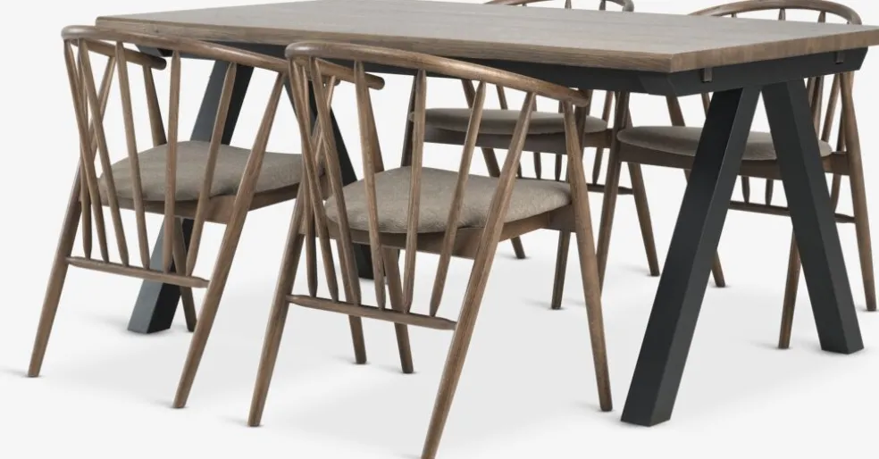 SANDBY + LYKSBORGMesa SANDBY L160 roble oscuro + 4 LYKSBORG roble oscuro