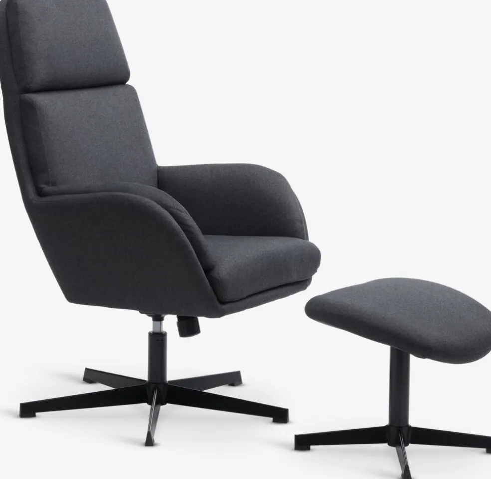 TANKEDALSillón reclinable con reposapiés TANKEDAL tela gris oscuro