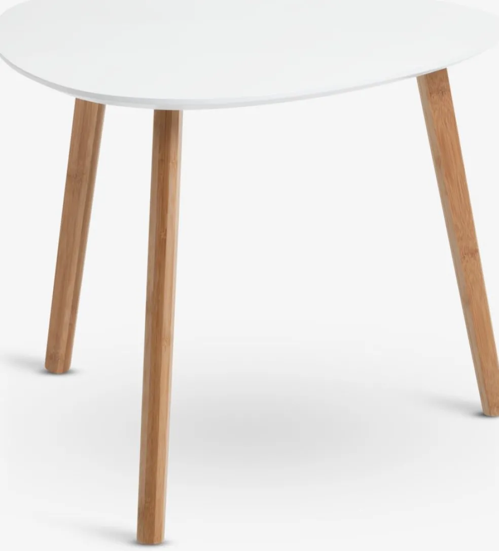 TAPSMesa auxiliar TAPS 55x55 blanco/bambú