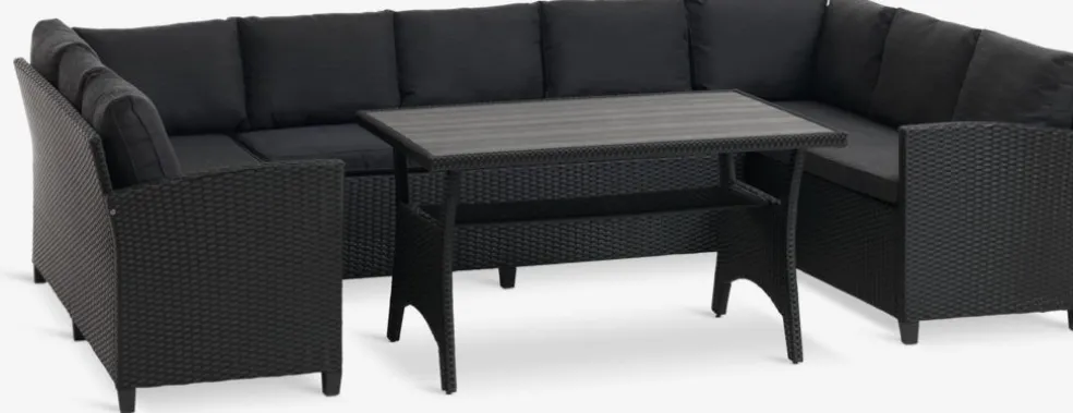 ULLEHUSEConjunto muebles jardín ULLEHUSE 9 plazas almacenaje negro