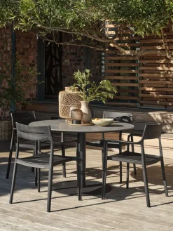 VAMDRUP + INGSTRUPMesa VAMDRUP Ø120 gris + 4 sillas INGSTRUP negro