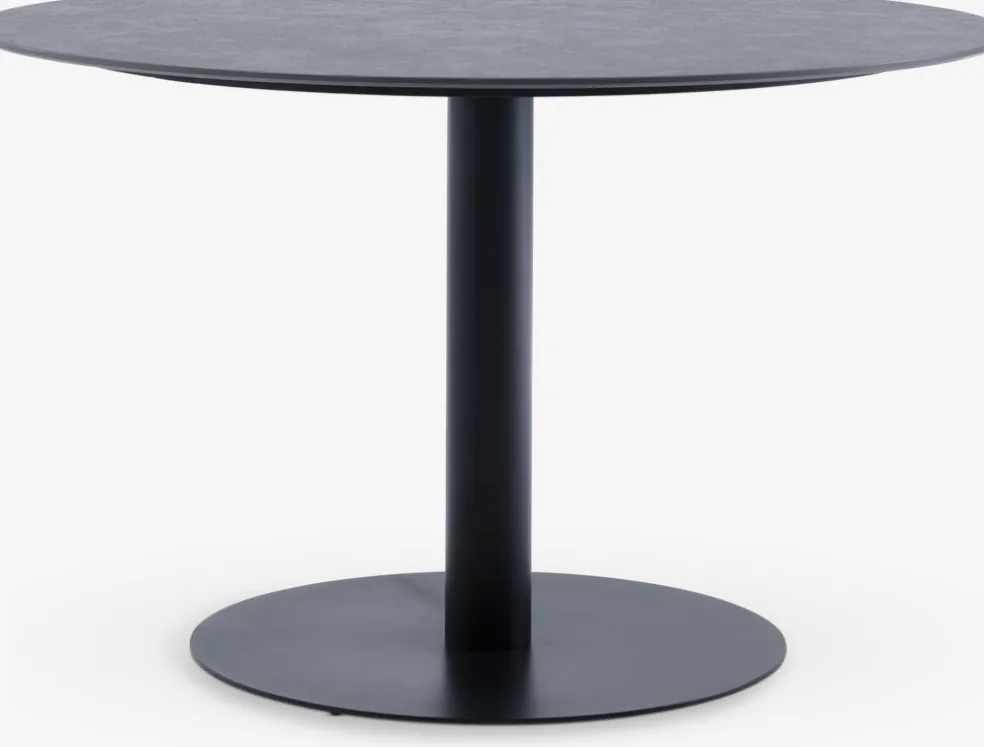 VAMDRUP + INGSTRUPMesa VAMDRUP Ø120 gris + 4 sillas INGSTRUP negro