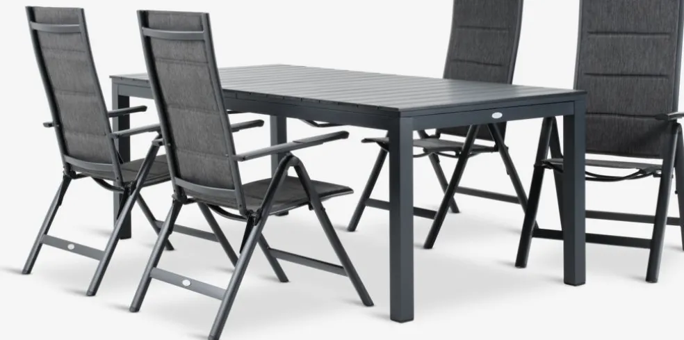 VATTRUP + MYSENMesa VATTRUP L206/321 negro + 4 sillas MYSEN gris