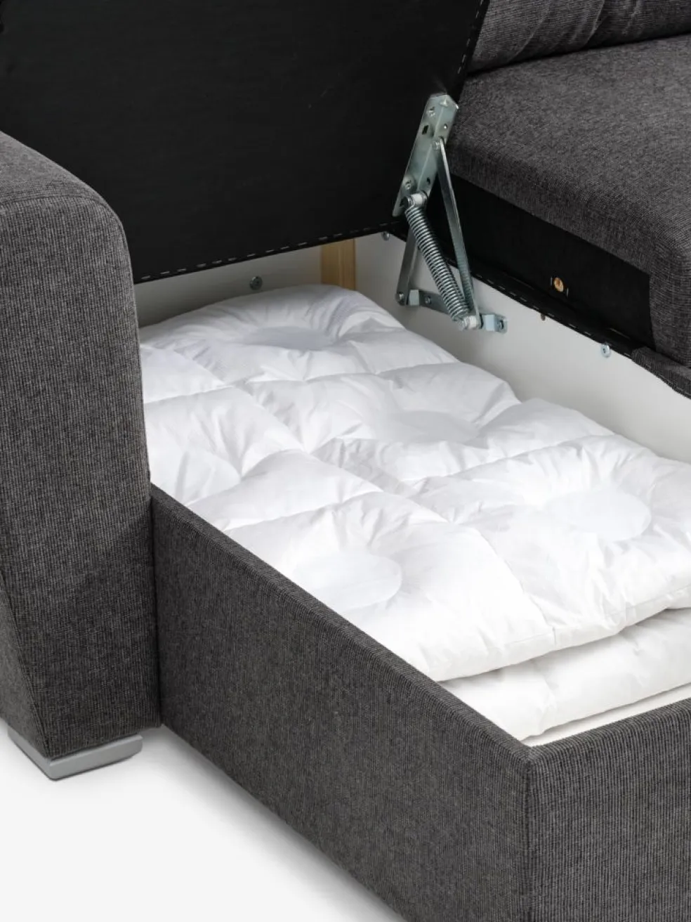 VEJLBYSofá cama con chaise longue VEJLBY tela gris oscuro