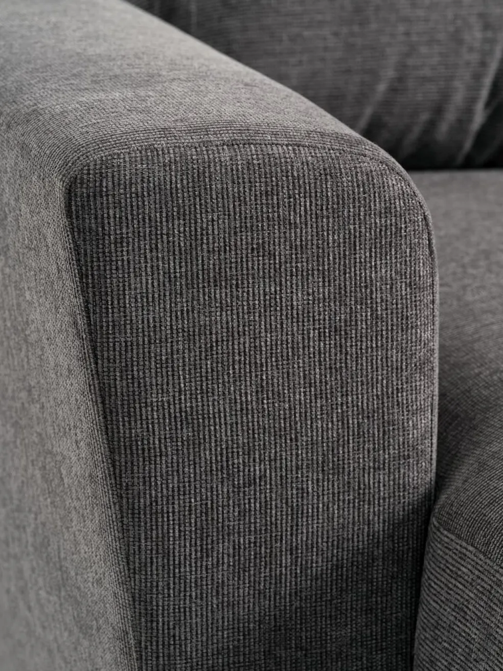 VEJLBYSofá cama con chaise longue VEJLBY tela gris oscuro