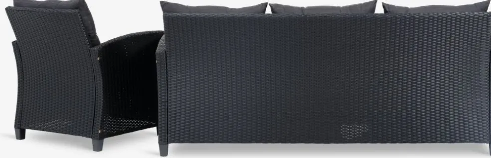 VENConjunto muebles jardín VEN 4 plazas con chaise longue negro